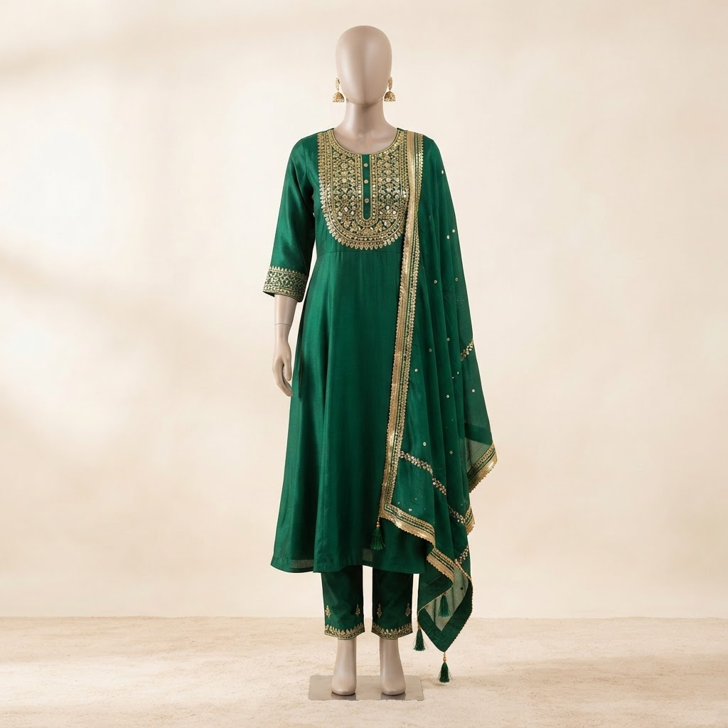 Rayon Jadhi Work Long Kurti Set